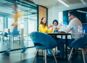 people working in an office space